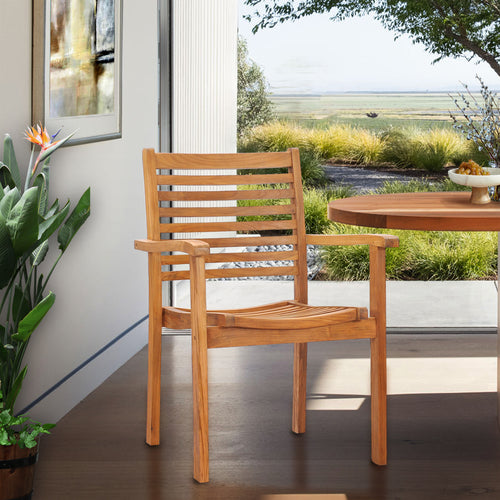 Teak Wood Italy Stacking Arm Chair