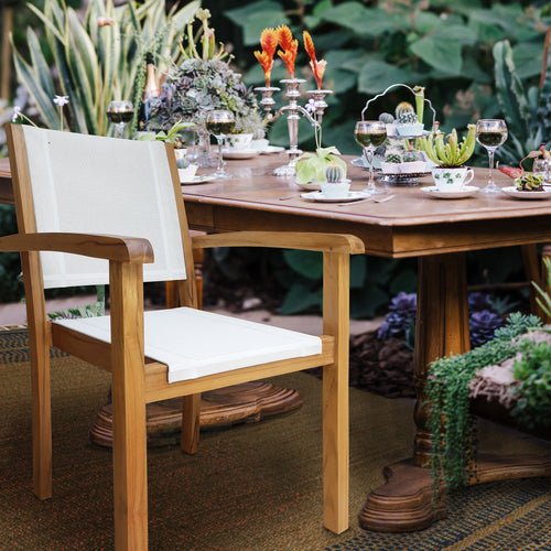 Teak Wood Las Palmas Stacking Arm Chair with Batyline Sling