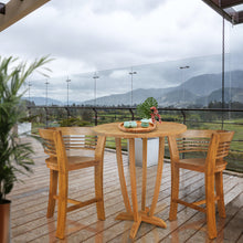 Teak Wood Half Moon Bar Stool