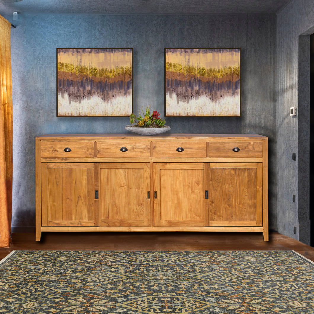 Waxed Teak Wood Rhone Buffet / Media Center, Large