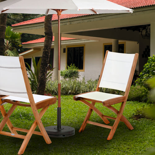 Teak Wood Miami Folding Side Chair, White (set of 2)