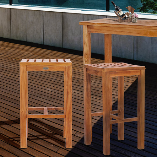 Teak Wood Santa Monica Bar Stool, 30 inch