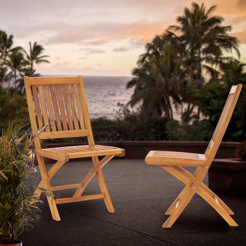 Teak Wood Santa Barbara Folding Side Chair (set of 2)