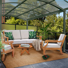 Teak Wood Castle Deep Seating Patio Love Seat with Cushions