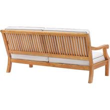 Teak Wood Castle Deep Seating Patio Love Seat with Cushions