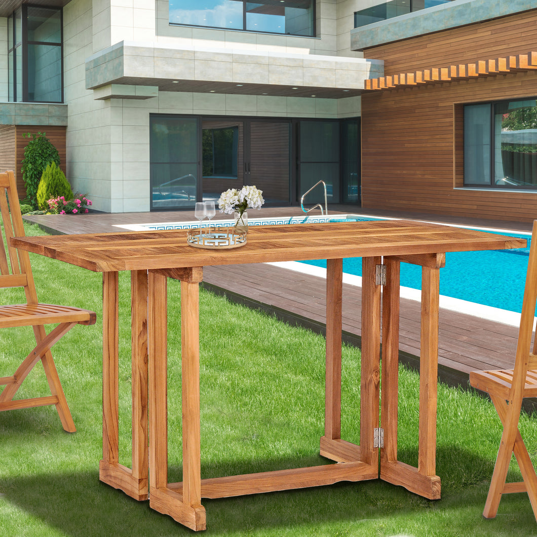 Teak Wood Hatteras Rectangular Folding Table, 56 x 28 Inch