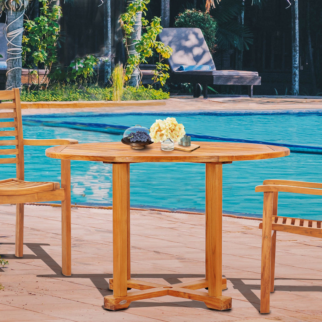 Teak table with umbrella hole sales