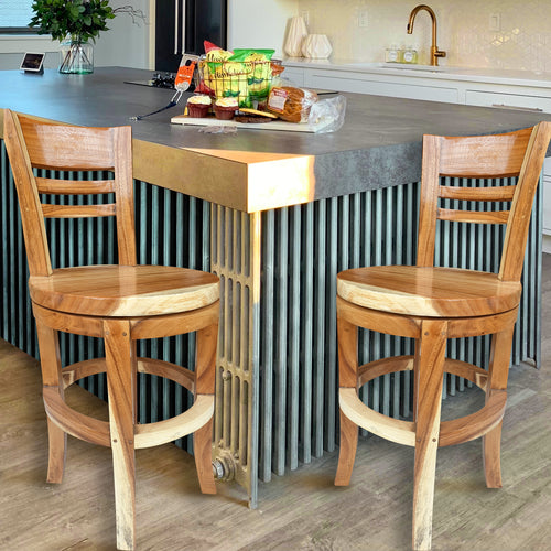 Suar Olympia Live Edge Counter Stool Chair with Swivel Seat