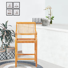 Teak Wood Castle Barstool with Arms