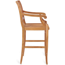 Teak Wood Castle Barstool with Arms
