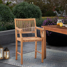 Teak Wood Castle Counter Stool with Arms