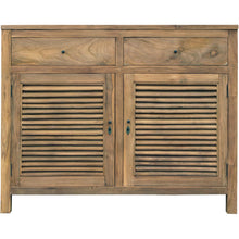 Recycled Teak Wood Louvre Cabinet with 2 Doors & 2 Drawers - Chic Teak