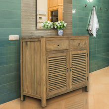 Recycled Teak Wood Tarragona Bathroom Linen Cabinet with 2 Doors & 2 Drawers