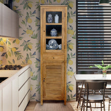 Recycled Teak Wood Louvre Cabinet with Drawer, Louvered Door and Glass Door