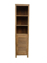 Recycled Teak Wood Louvre Cabinet with 3 Open Shelves and Louvered Door