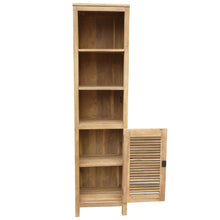 Recycled Teak Wood Lumbrera Vertical Bathroom Linen Cabinet with 1 Door & 3 Shelves