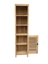 Recycled Teak Wood Louvre Cabinet with 3 Open Shelves and Louvered Door