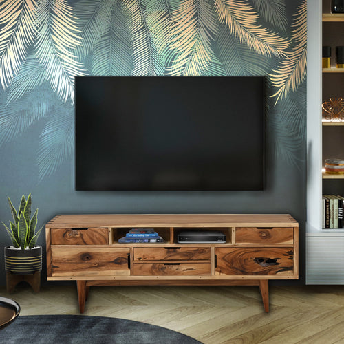 Turin Live Edge Suar Wood Media Center with 2 doors/4 drawers