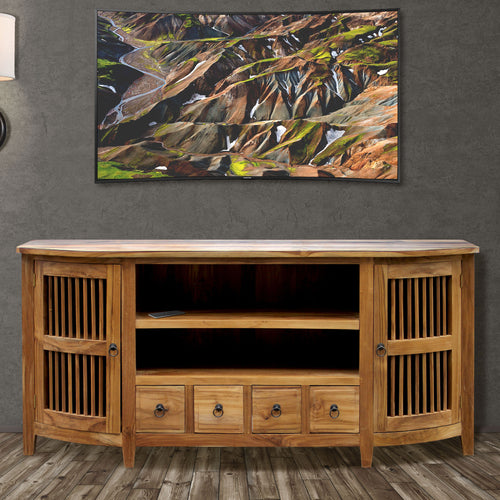 Waxed Teak Wood Belize Buffet / Entertainment Center