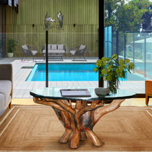 Teak Wood Root Coffee Table Including 43 Inch Round Glass Top