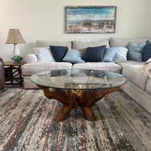 Teak Wood Root Coffee Table Including 43 Inch Round Glass Top