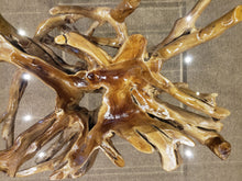 Teak Wood Root Dining Table with 63 inch Square Glass Top
