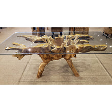 Teak Wood Root Dining Table Including 87 x 43 Inch Glass Top - Chic Teak
