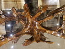 Teak Wood Root Dining Table Including a 71 x 40 Inch Glass Top
