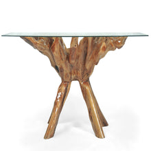 Teak Wood Root Dining Table with 43 inch Square Glass Top