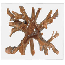Teak Wood Root Dining Table with 43 inch Square Glass Top