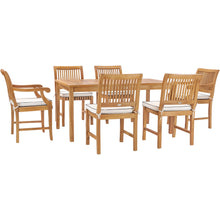 7 Piece Teak Wood Castle 63" Rectangular Medium Bistro Dining Set with 2 Arm Chairs & 4 Side Chairs