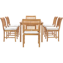 7 Piece Teak Wood Castle 63" Rectangular Medium Bistro Dining Set with 2 Arm Chairs & 4 Side Chairs