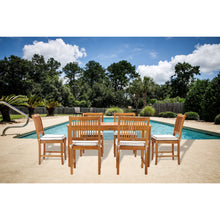 7 Piece Teak Wood Castle 63" Rectangular Medium Bistro Dining Set with 6 Side Chairs