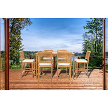 7 Piece Teak Wood Castle 63" Rectangular Medium Bistro Bar Set including 6 Barstools