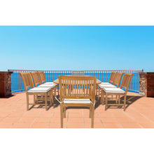 9 Piece Teak Wood Castle Patio Dining Set with Oval Extension Table, 6 Side Chairs and 2 Arm Chairs