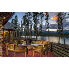 Teak Wood Peanut 5 Piece Patio Lounge Set, Double Bench, Triple Bench, 2 Chairs & Coffee Table - Chic Teak