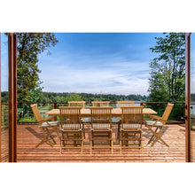 9 Piece Teak Wood Miami Patio Dining Set with Rectangular Extension Table, 2 Folding Arm Chairs and 6 Folding Side Chairs - Chic Teak