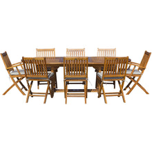 9 Piece Teak Wood Santa Barbara Patio Dining Set with Oval Extension Table, 2 Folding Arm Chairs and 6 Folding Side Chairs - Chic Teak