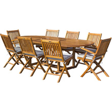 9 Piece Teak Wood Santa Barbara Patio Dining Set with Oval Extension Table, 2 Folding Arm Chairs and 6 Folding Side Chairs - Chic Teak