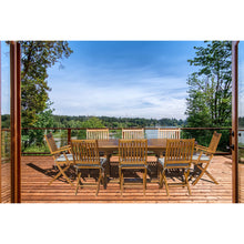 9 Piece Teak Wood Santa Barbara Patio Dining Set with Oval Extension Table, 2 Folding Arm Chairs and 6 Folding Side Chairs - Chic Teak