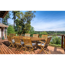 9 Piece Teak Wood Santa Barbara Patio Dining Set with Oval Extension Table, 2 Folding Arm Chairs and 6 Folding Side Chairs - Chic Teak