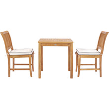 3 Piece Teak Wood Florence Intimate Bistro Dining Set with 27" Square Table and 2 Side Chairs