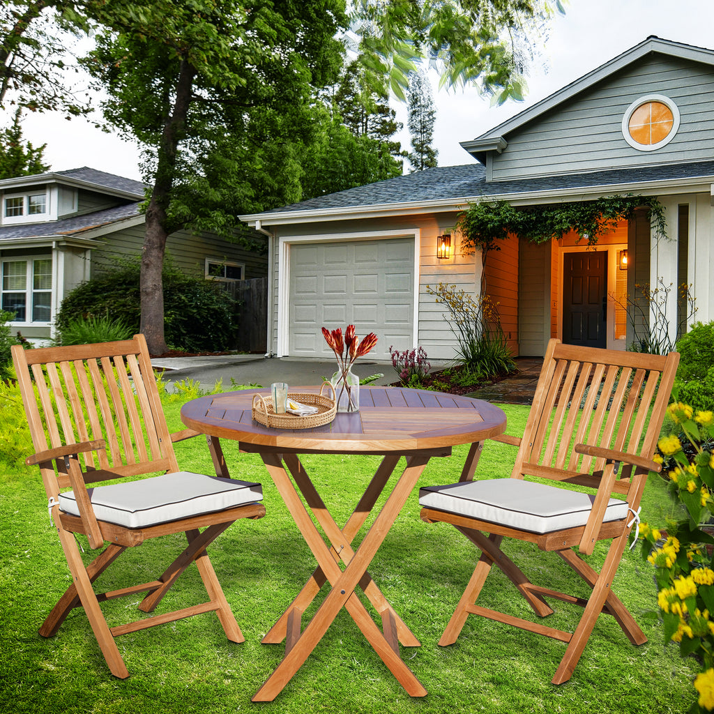 3 Piece Teak Wood Santa Barbara Patio Dining Set 36