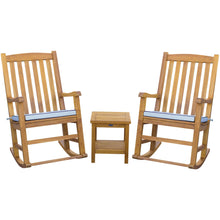 3 Piece Teak Wood Santiago Patio Lounge Set with 2 Rocking Chairs and Side Table - Chic Teak