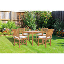 5 Piece Teak Wood Florence Bistro Dining Set with 35" Square Table and 4 Side Chairs