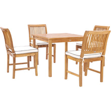 5 Piece Teak Wood Florence Bistro Dining Set with 35" Square Table and 4 Side Chairs