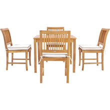 5 Piece Teak Wood Florence Bistro Dining Set with 35" Square Table and 4 Side Chairs