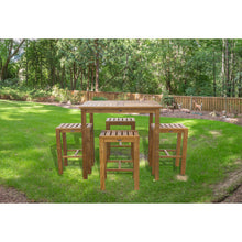5 Piece Teak Wood Havana Patio Bar Set with 35" Table & 4 Barstools - Chic Teak