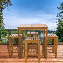 5 Piece Teak Wood Havana Patio Bar Set with 35" Table & 4 Barstools