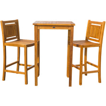 3 Piece Teak Wood Maldives Small Patio Bistro Bar Set with 27" Square Bar Table & 2 Armless Bar Chairs - Chic Teak